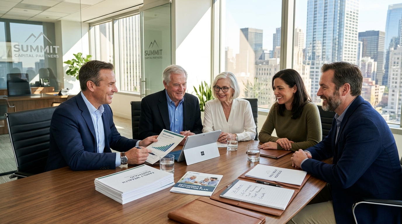 Family Wealth and Life Insurance Consultation Scene
